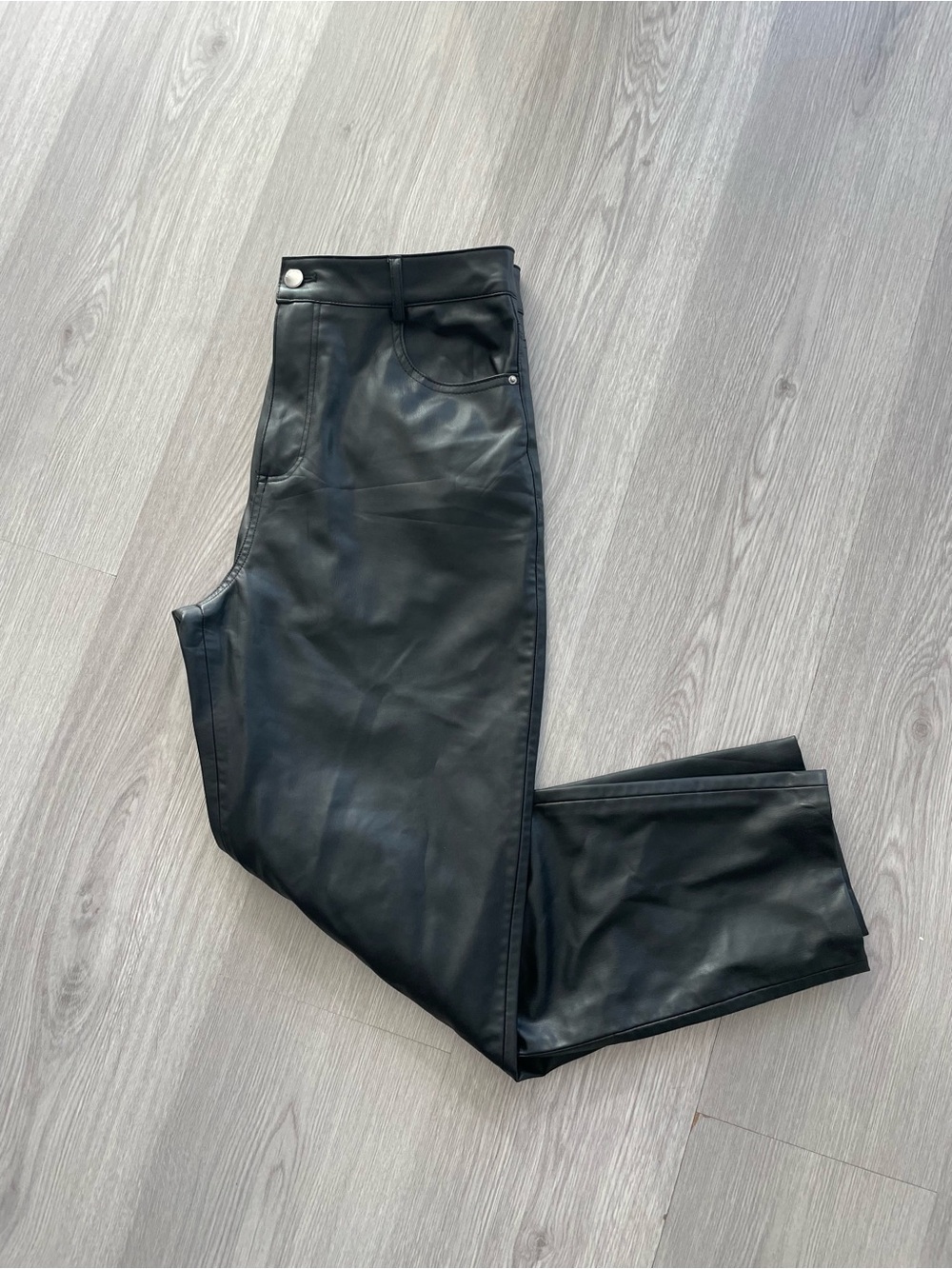 Zara Black Faux Leather High waisted Pants - Size 8
